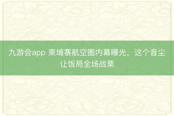 九游会app 柬埔寨航空圈内幕曝光，这个音尘让饭局全场战栗