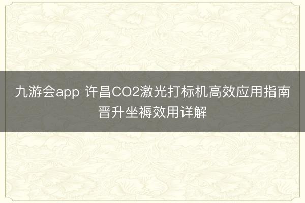 九游会app 许昌CO2激光打标机高效应用指南晋升坐褥效用详解