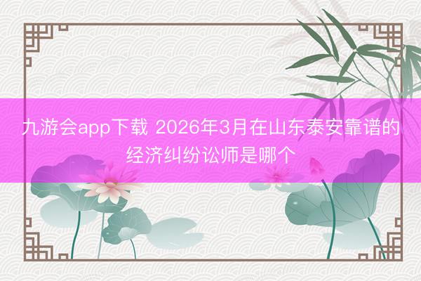 九游会app下载 2026年3月在山东泰安靠谱的经济纠纷讼师是哪个