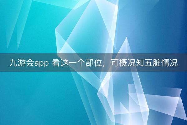 九游会app 看这一个部位,可概况知五脏情况
