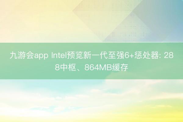 九游会app Intel预览新一代至强6+惩处器: 288中枢、864MB缓存