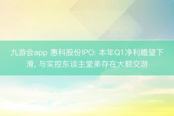 九游会app 惠科股份IPO: 本年Q1净利瞻望下滑， 与实控东谈主堂弟存在大额交游