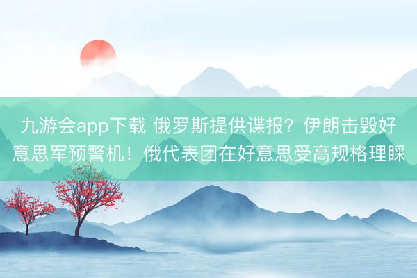 九游会app下载 俄罗斯提供谍报？伊朗击毁好意思军预警机！俄代表团在好意思受高规格理睬