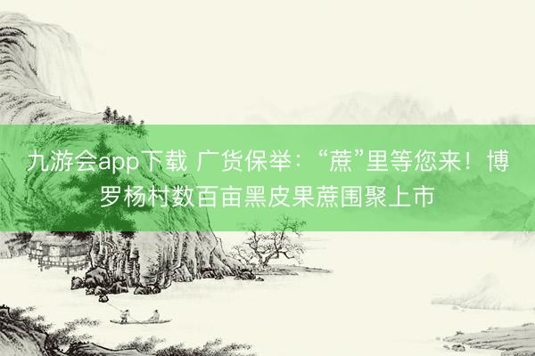九游会app下载 广货保举：“蔗”里等您来！博罗杨村数百亩黑皮果蔗围聚上市
