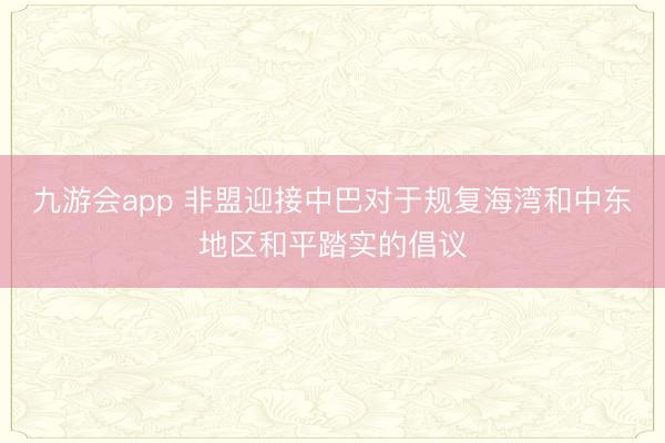 九游会app 非盟迎接中巴对于规复海湾和中东地区和平踏实的倡议