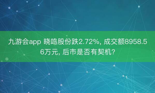九游会app 晓鸣股份跌2.72%， 成交额8958.56万元， 后市是否有契机?