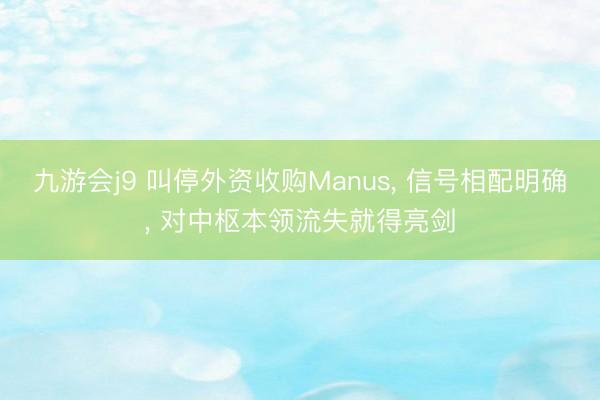 九游会j9 叫停外资收购Manus， 信号相配明确， 对中枢本领流失就得亮剑