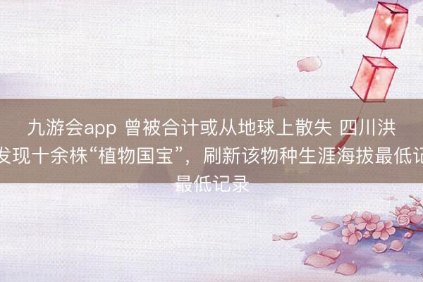 九游会app 曾被合计或从地球上散失 四川洪雅发现十余株“植物国宝”，刷新该物种生涯海拔最低记录