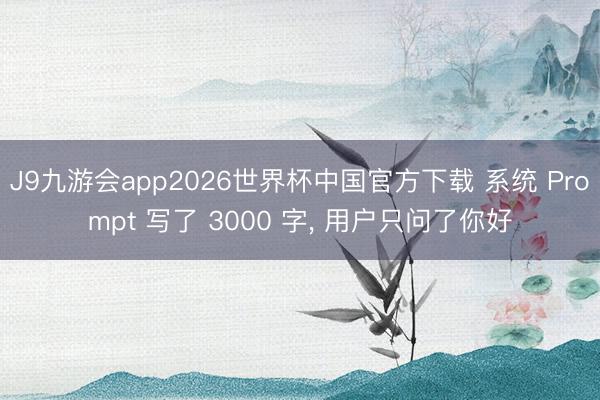 J9九游会app2026世界杯中国官方下载 系统 Prompt 写了 3000 字， 用户只问了你好